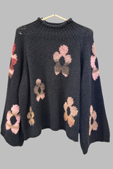 סריג פרחים רטרו