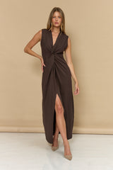שמלה מסובבת שסע קדמי