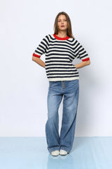 סריג פסים סיילור שרוול קצר