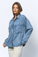 חולצה מכופתרת ג'ינס כיסים