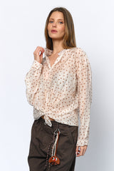 חולצה מכופתרת נקודות חומות