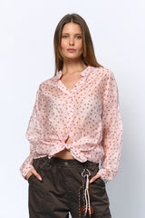 חולצה מכופתרת נקודות חומות