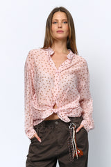 חולצה מכופתרת נקודות חומות