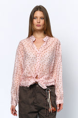 חולצה מכופתרת נקודות חומות