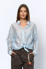 חולצה מכופתרת נקודות חומות