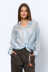 חולצה מכופתרת נקודות חומות