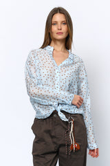 חולצה מכופתרת נקודות חומות