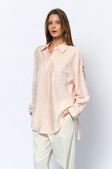 חולצה מכופתרת שילוב רקמה