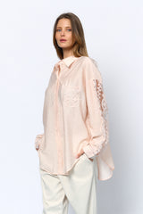 חולצה מכופתרת שילוב רקמה