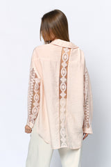 חולצה מכופתרת שילוב רקמה