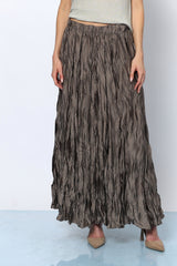 חצאית מקסי סאטן מקומטת