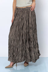 חצאית מקסי סאטן מקומטת