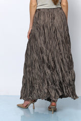 חצאית מקסי סאטן מקומטת