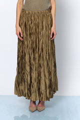 חצאית מקסי סאטן מקומטת