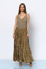 חצאית מקסי סאטן מקומטת