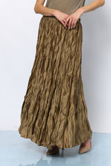 חצאית מקסי סאטן מקומטת