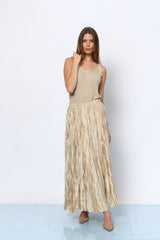 חצאית מקסי סאטן מקומטת