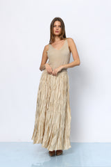 חצאית מקסי סאטן מקומטת