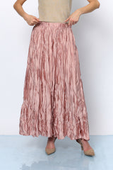 חצאית מקסי סאטן מקומטת