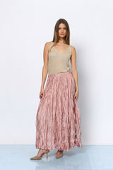 חצאית מקסי סאטן מקומטת