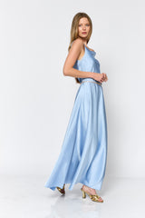 שמלה סאטן רבידה אבזם זהב