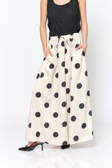 מכנס סאטן עיגולים רחב