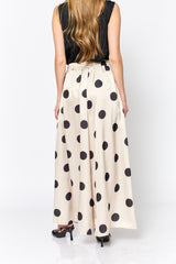 מכנס סאטן עיגולים רחב