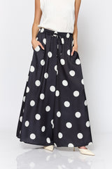 מכנס סאטן עיגולים רחב