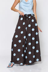 מכנס סאטן עיגולים רחב