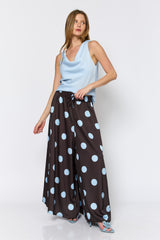 מכנס סאטן עיגולים רחב