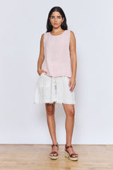 טופ פשתן כפתורים בגב