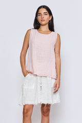 טופ פשתן כפתורים בגב