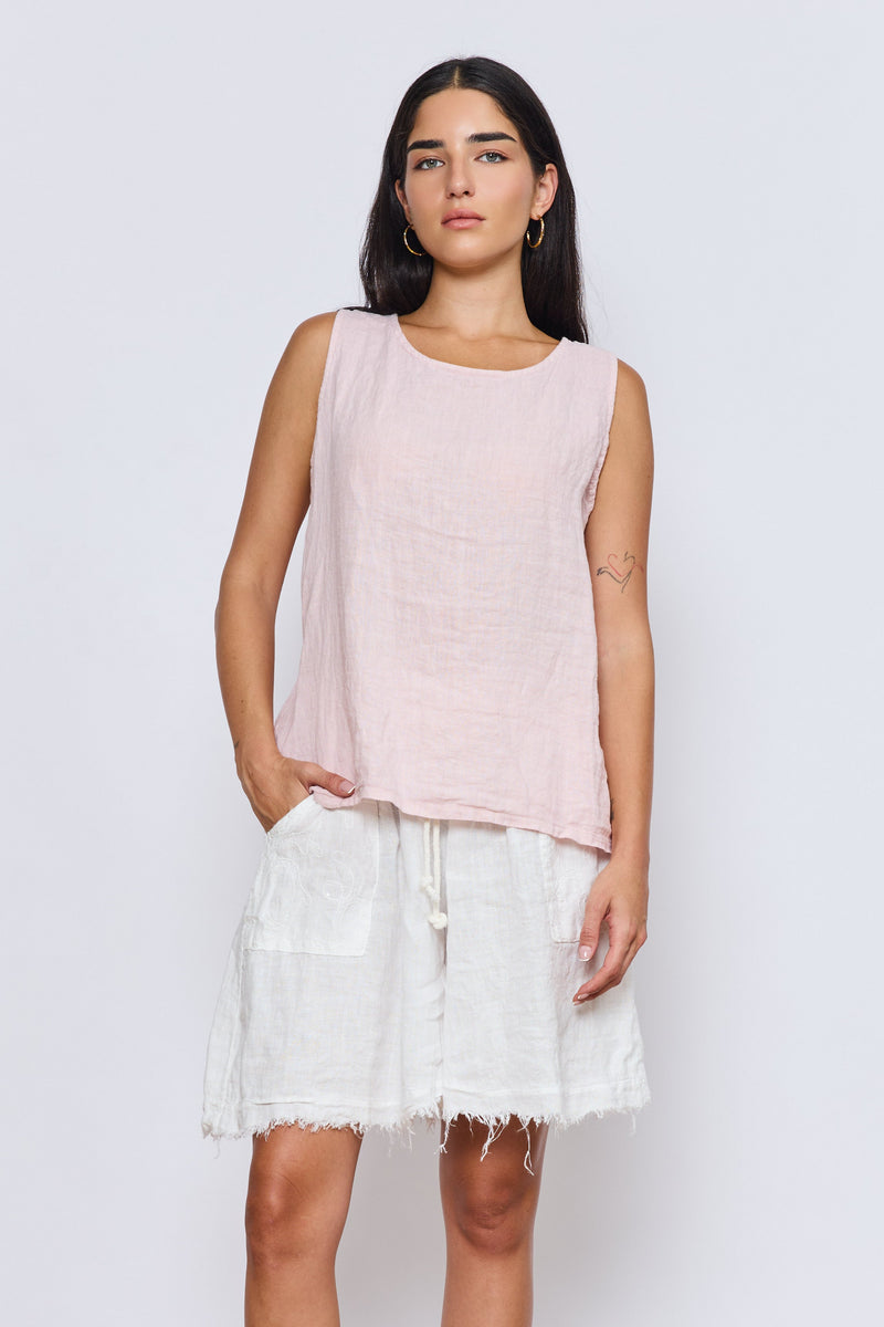 טופ פשתן כפתורים בגב