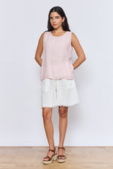 טופ פשתן כפתורים בגב