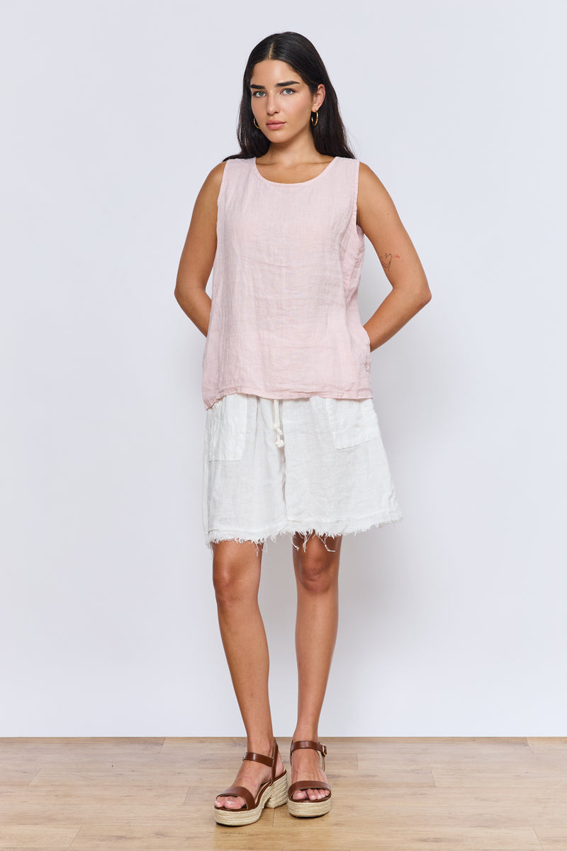 טופ פשתן כפתורים בגב