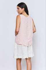 טופ פשתן כפתורים בגב