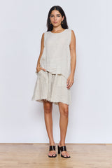 טופ פשתן כפתורים בגב