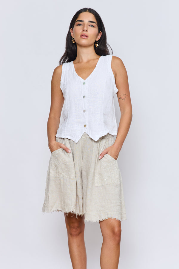 וסט פשתן כפתורים