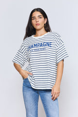 CHAMPAGNE טישרט פסים