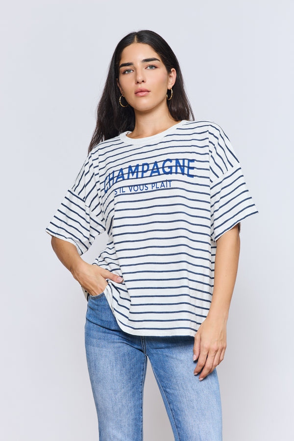 CHAMPAGNE טישרט פסים