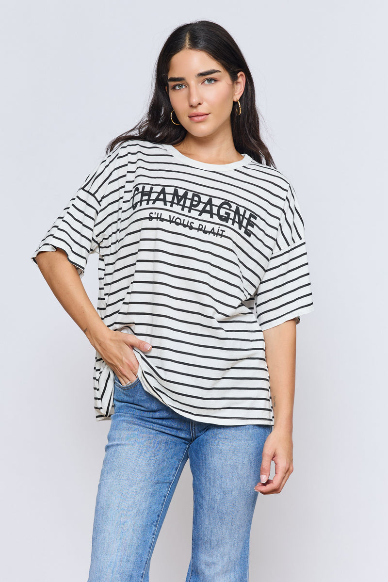 CHAMPAGNE טישרט פסים
