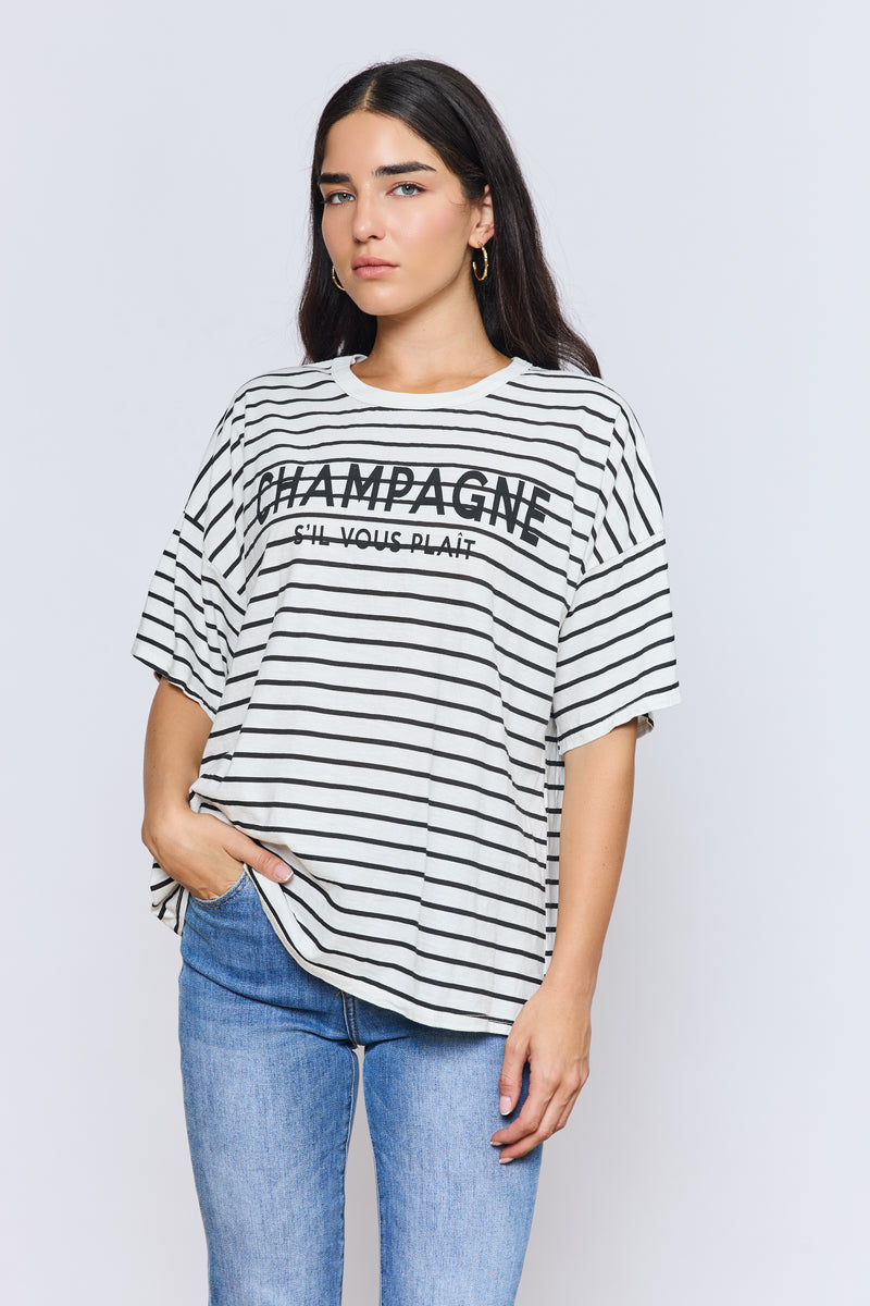 CHAMPAGNE טישרט פסים