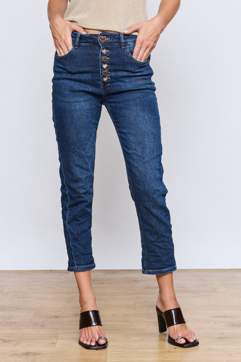 ג'ינס לבבות נחושת כהה