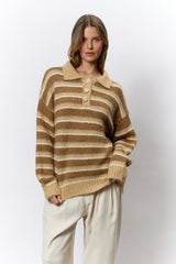 סריג שינה צווארון פסים