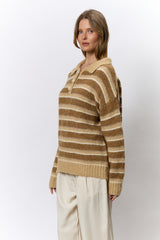 סריג שינה צווארון פסים