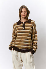 סריג שינה צווארון פסים