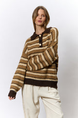 סריג שינה צווארון פסים