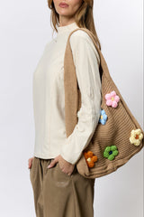 תיק סרוג פרחים