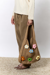 תיק סרוג פרחים