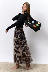 תיק סרוג פרחים